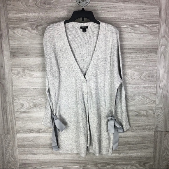 Halogen Oversized Button Up Side Tie Cardigan Sweater - Picture 2 of 7